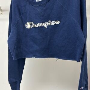 Champion Dark Blue Cropped Athletic Sweatshirt